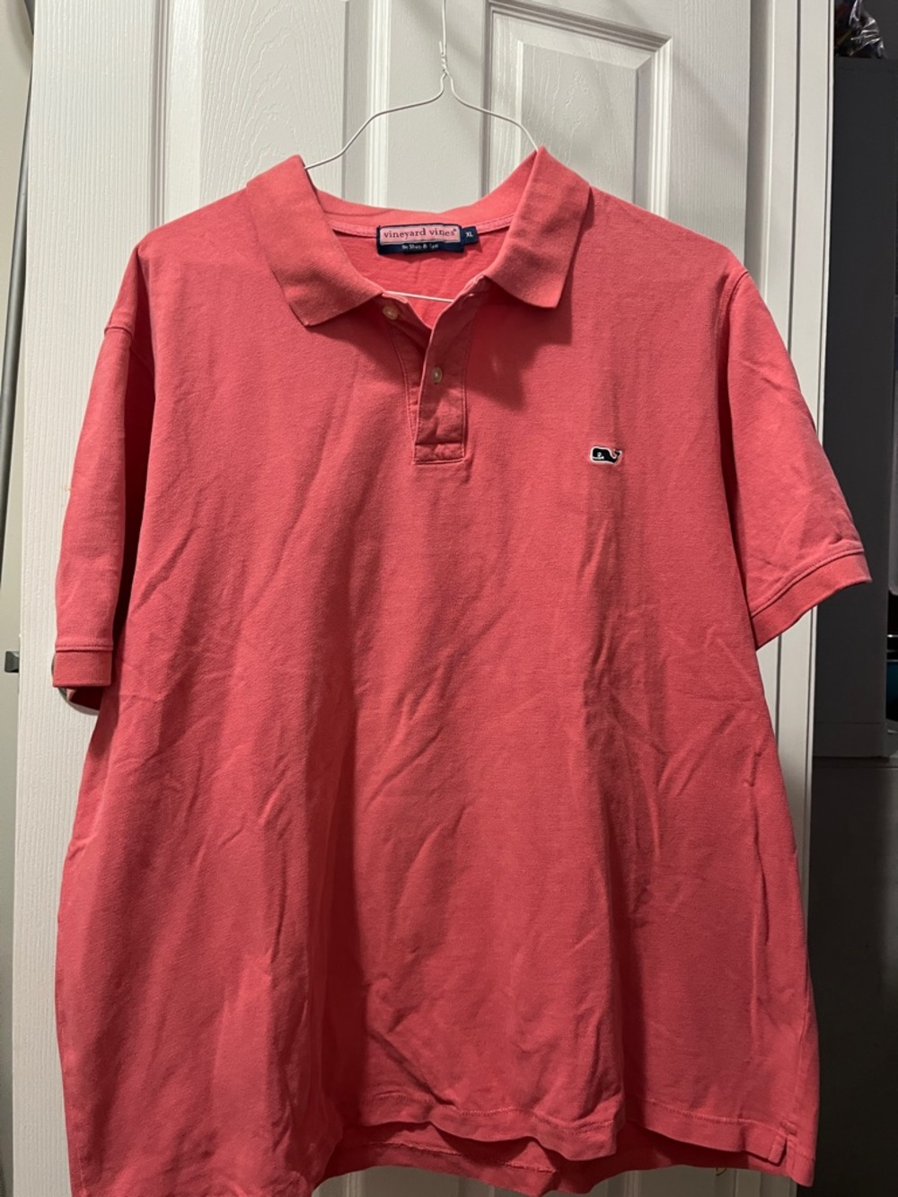 Vineyard Vines Coral Men’s Polo with Whale Logo